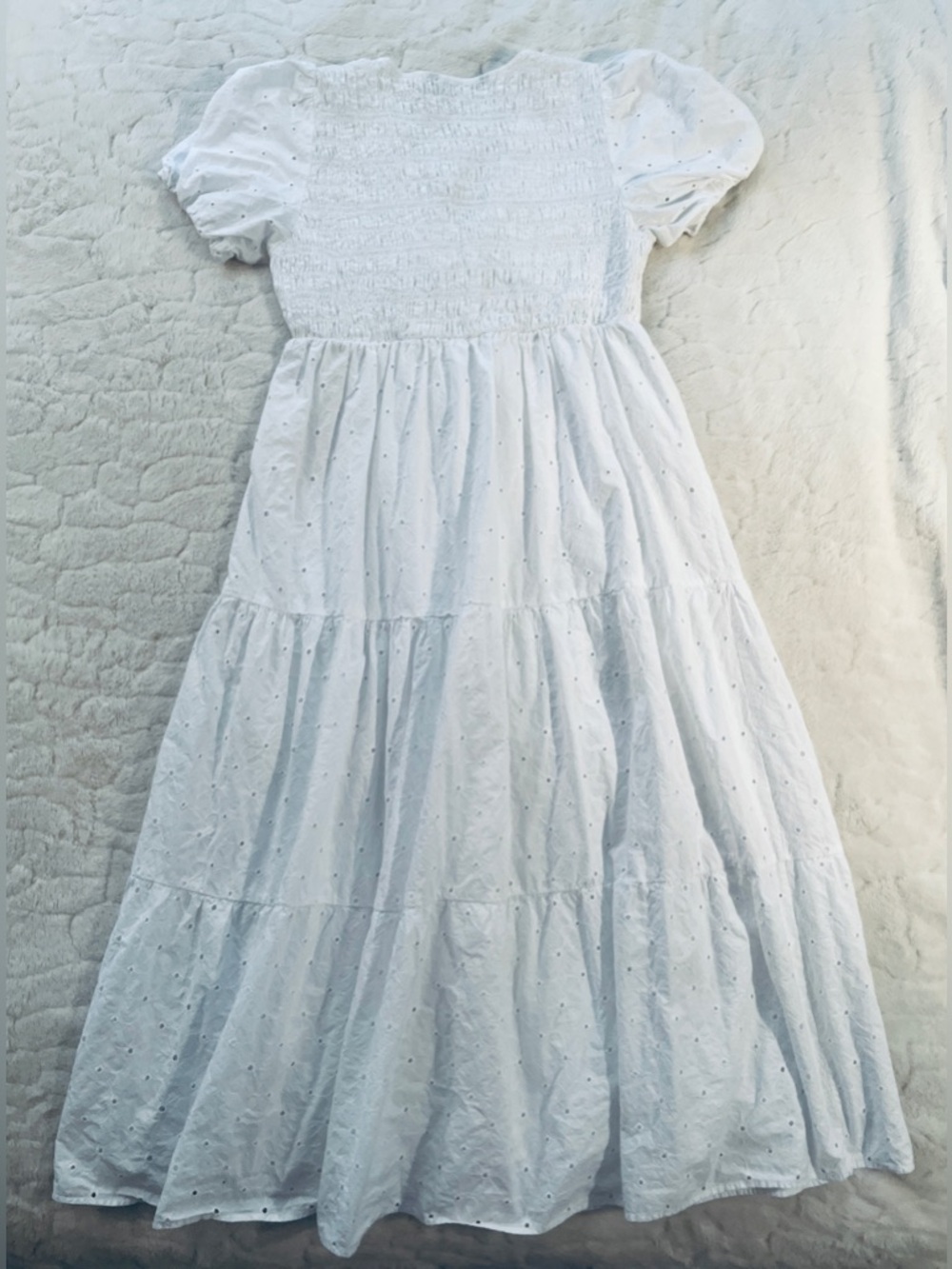 Zara White Embroidered Voluminous bohemian Casual Maxi Dress size XL - Picture 4 of 12